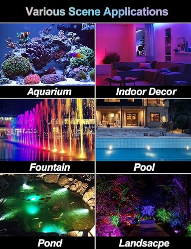 Miniatura 7 de Luces RGB para estanque con temporizador, LED sumergibles bajo el agua, coloridos focos de paisaje, 98 pies, control remoto, IP68, luces de fuente