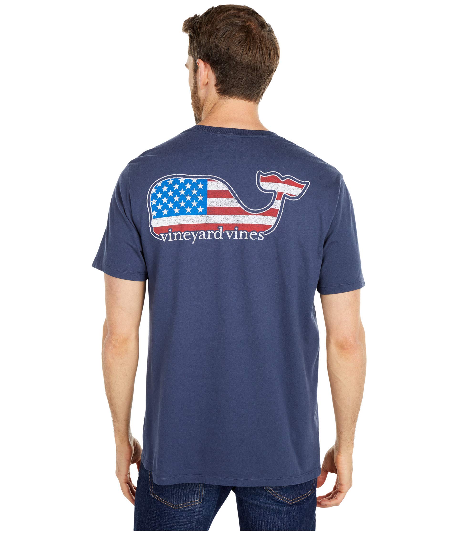 Vineyard Vines Men's Short-Sleeve V V Americana Whale Pocket T-Shirt, Blue Blazer, XXL