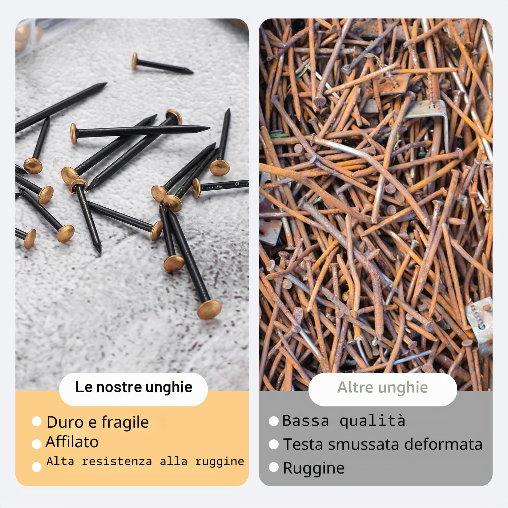 130 Pezzi Chiodi per Pareti in Cemento, Set di Chiodi in Acciaio per Calcestruzzo, Kit Chiodi, Chiodi per Appendere Quadri, Assortimento Chiodi per Intonaco Mattoni Legno, Set Chiodi in Acciaio
