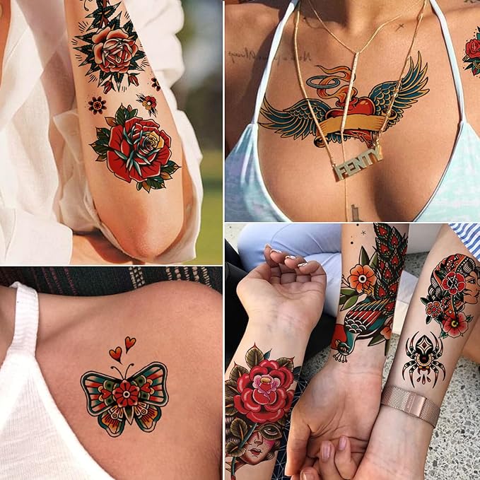 🔥 Classic Traditional Tattoo Arm Sleeves! 🔥 Temporary Tattoos