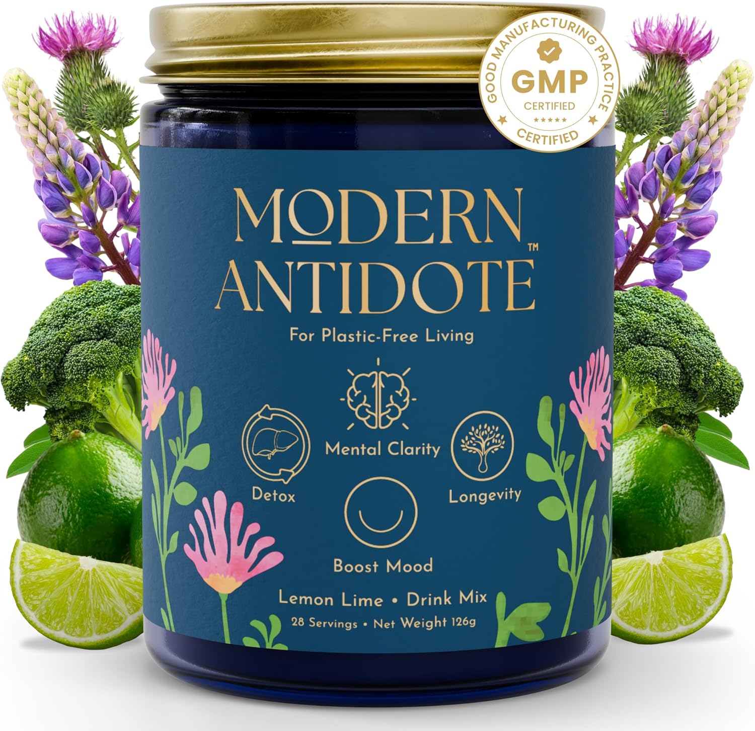 Modern Antidote® Modern Toxin Detox Powder [ANTIOXIDANT & Herbs] - Daily Drink Mix with Sulforaphane, DIM & NAC - Liver Support & Cleanse - Anti Brain Fog & Energy Booster (28 Servings)