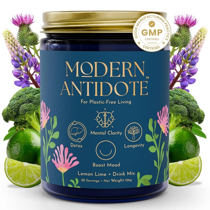 Modern Antidote Suplemento antioxidante em pó com glucorafanina, NAC, DIM e sulforafano, 78 mg, 300 mg e 200 mg, 28 porções