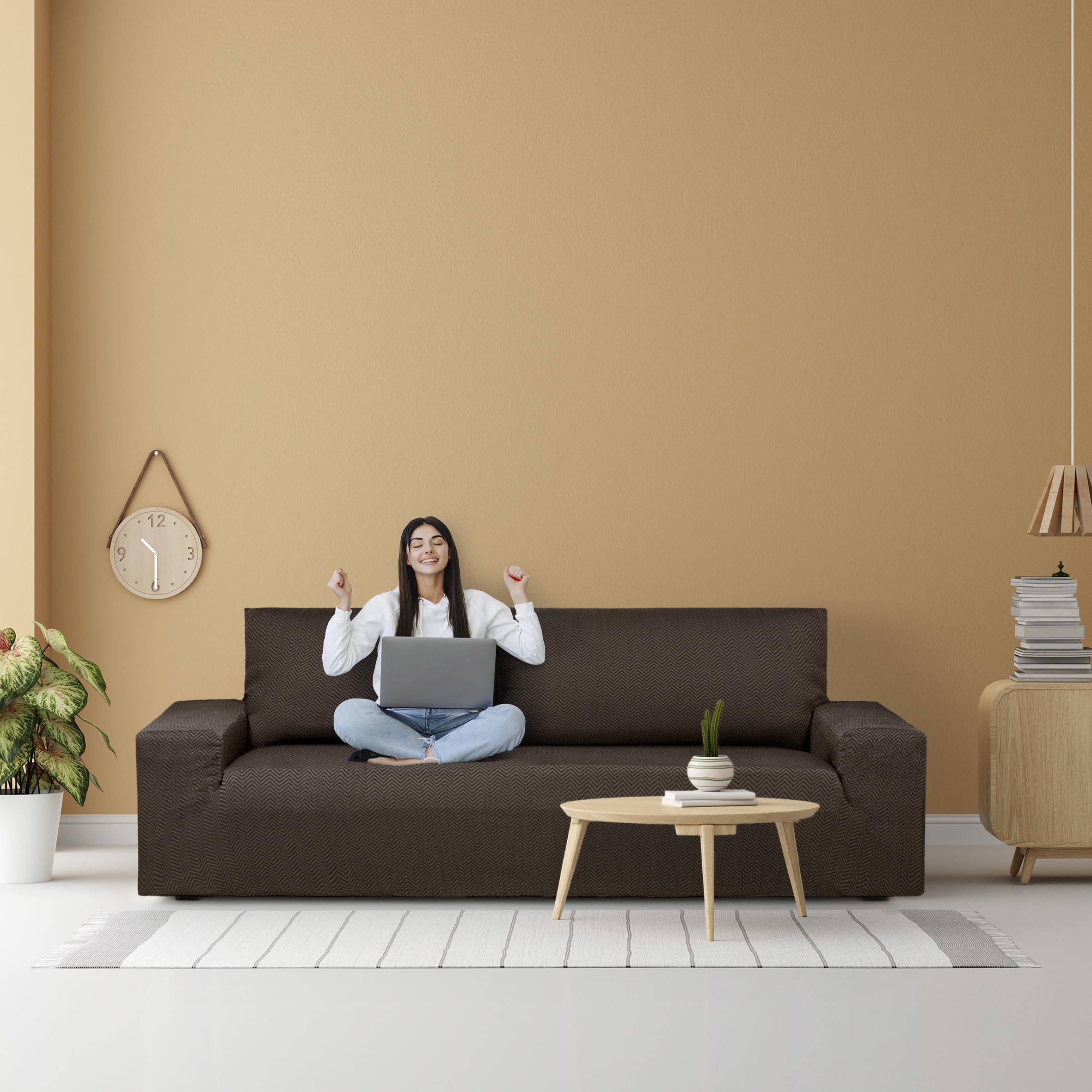 Eysa copridivano elastico pack duo 3 + 2 posti colore marrone design Luz