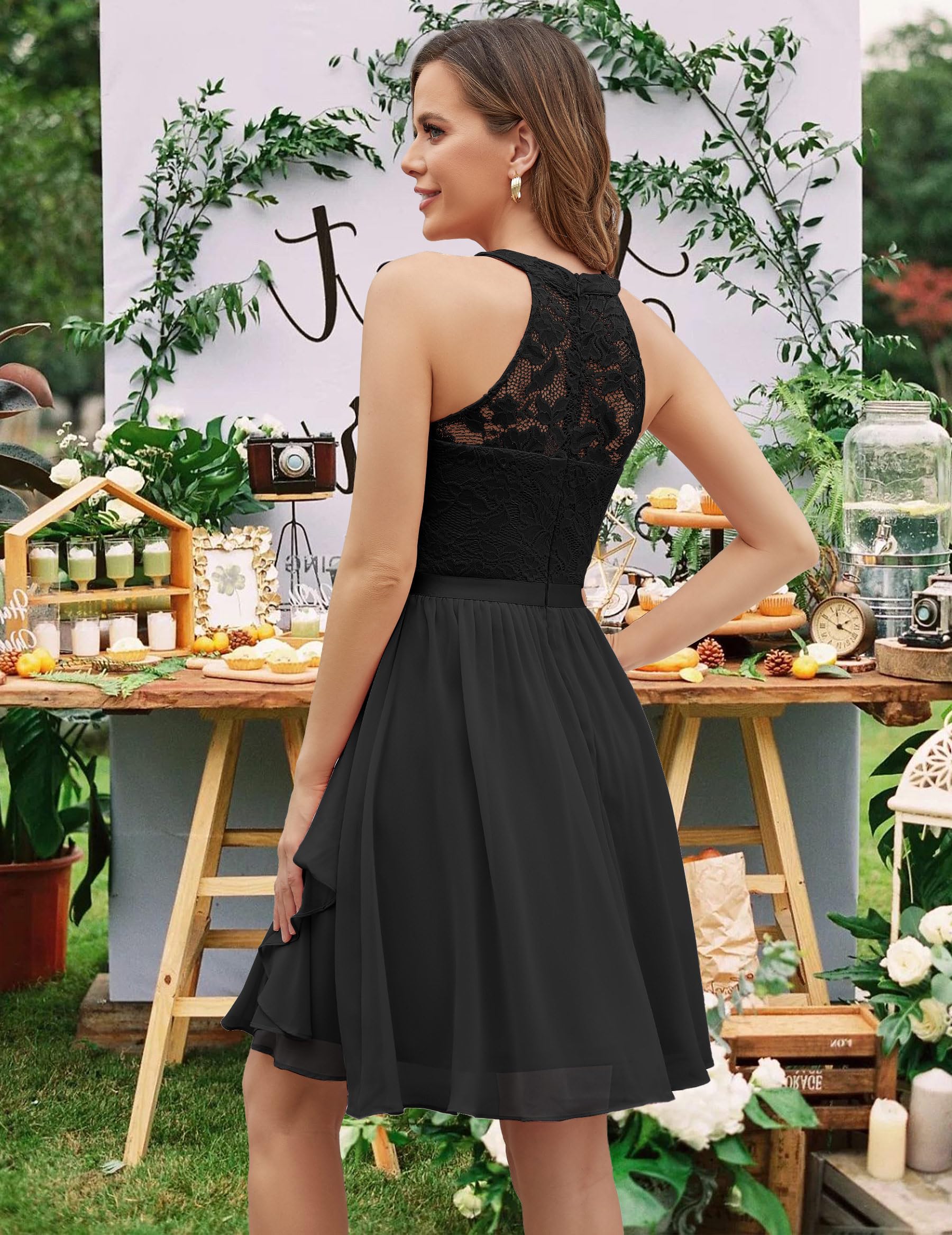 Wedtrend Vestido de cóctel elegante para boda, vestido de noche, largo hasta la rodilla, gasa