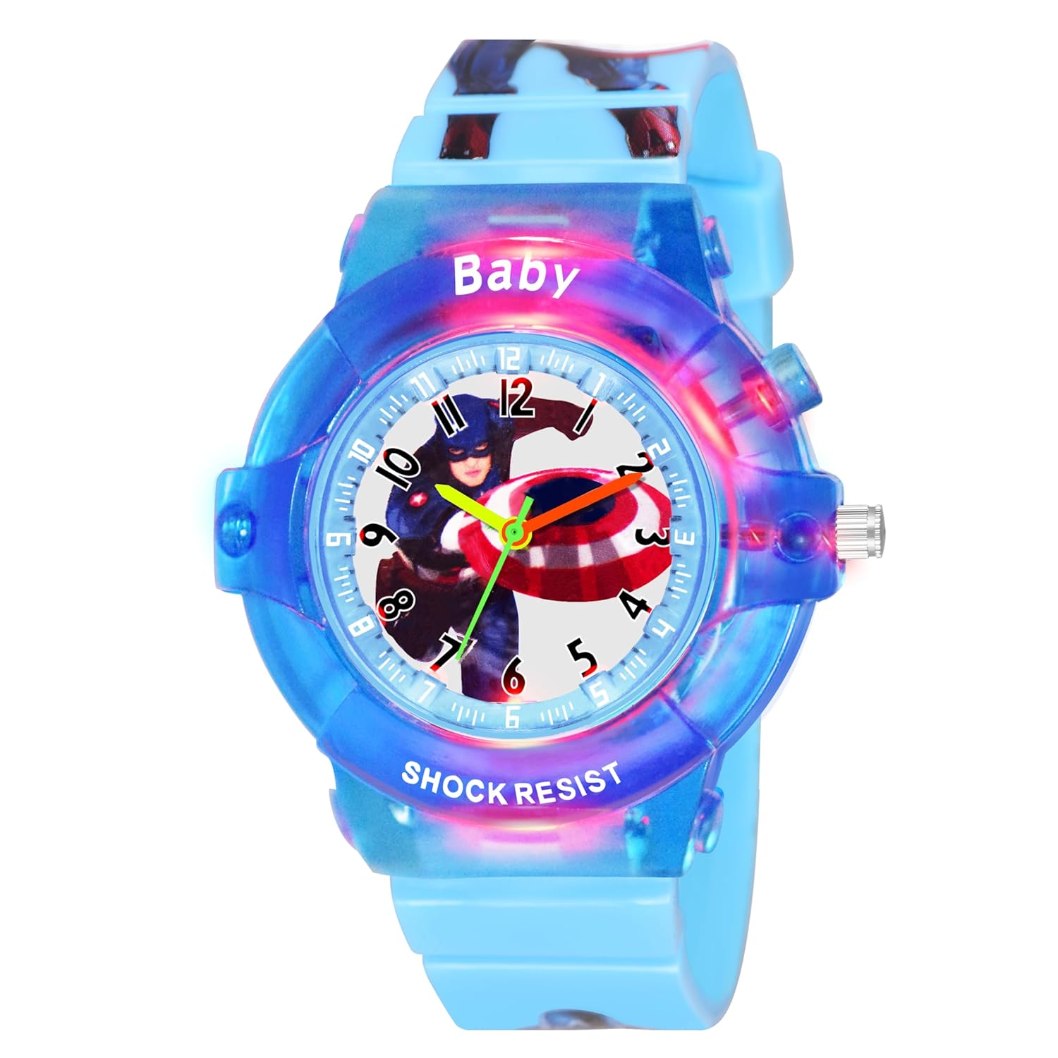 Shocknshop Analog LED Kids Children Multi Colors Lights Watch for Boys -W336