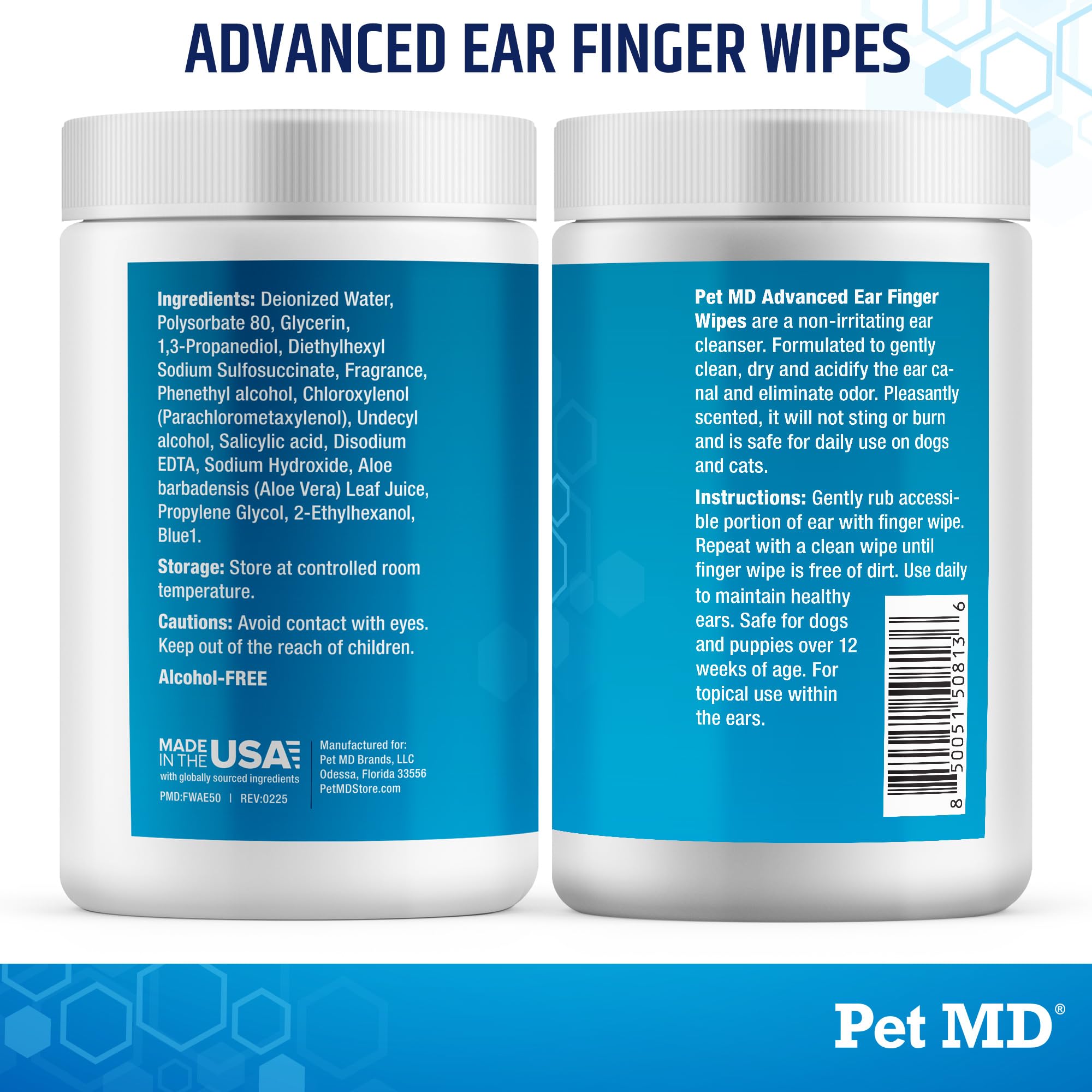 Pet MD Advanced Ear Finger Wipes for Dogs & Cats - Non-Irritating Ear Wipes & Ear Cleaner - Pet Safe Cleaner to Aid in Itchiness and Odor - Cucumber Melon (50ct) - image 7
