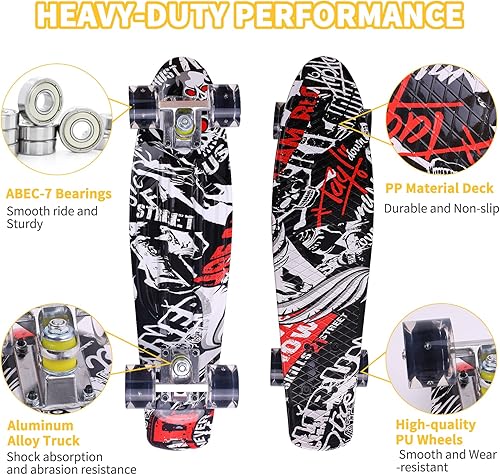 Vista 3 de Kqpoinw Skateboards Kids Ages 6-12, 22" Complete Skateboard, Mini Cruiser Skateboard for Kids Boys Girls Teens Beginners with Colorful Flashing