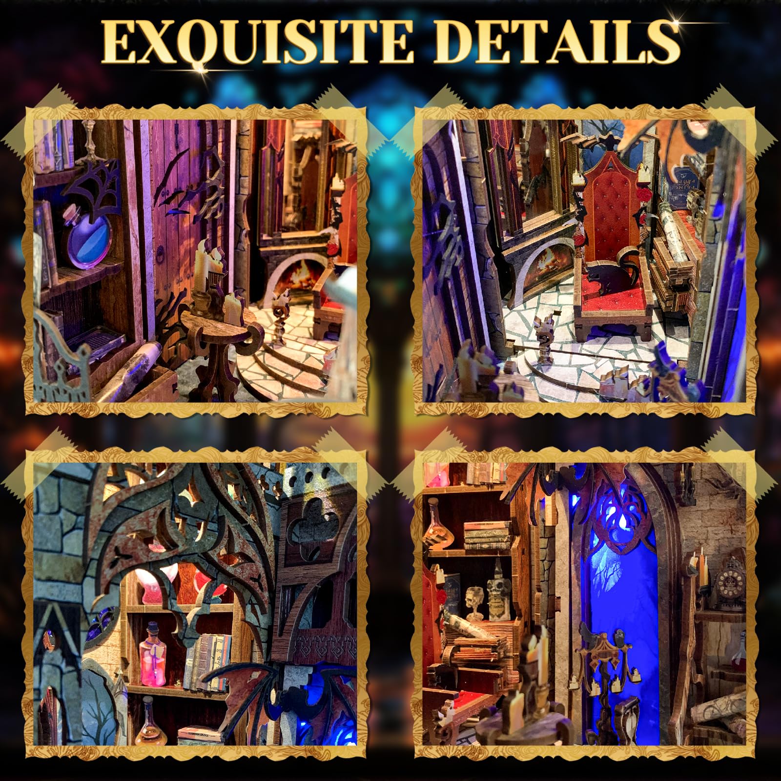 Book Nook - Kit fai da te: casa delle bambole in legno in miniatura con mobili e luce a LED, puzzle in legno 3D, kit per modellini per persone di età superiore ai 14 anni