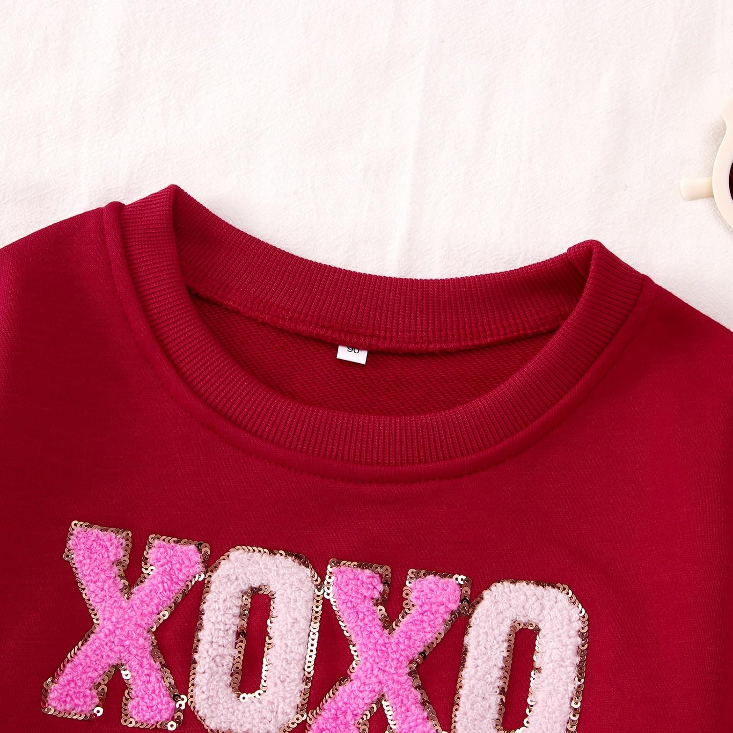 Mommy and Me Valentines Sweatshirts Glitter Patch XOXO Shirts Family Matching Outfits Long Sleeve Pullover Top - Image 5