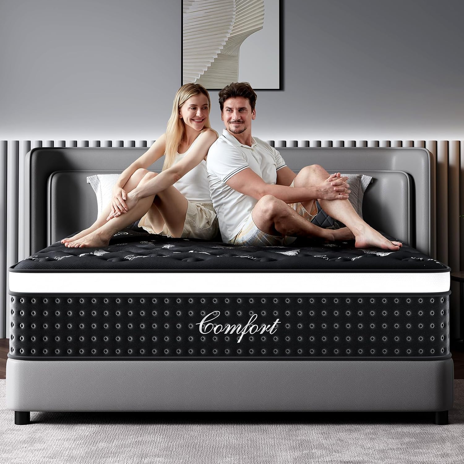 Full Size Mattress, 12 Inch Memory Foam Mattress in a Box, Breathable Fabric, Pocket Springs Hybrid Mattress for Motion Isolation Pressure Relief, CertiPUR-US, Medium Firm Full Mattresses