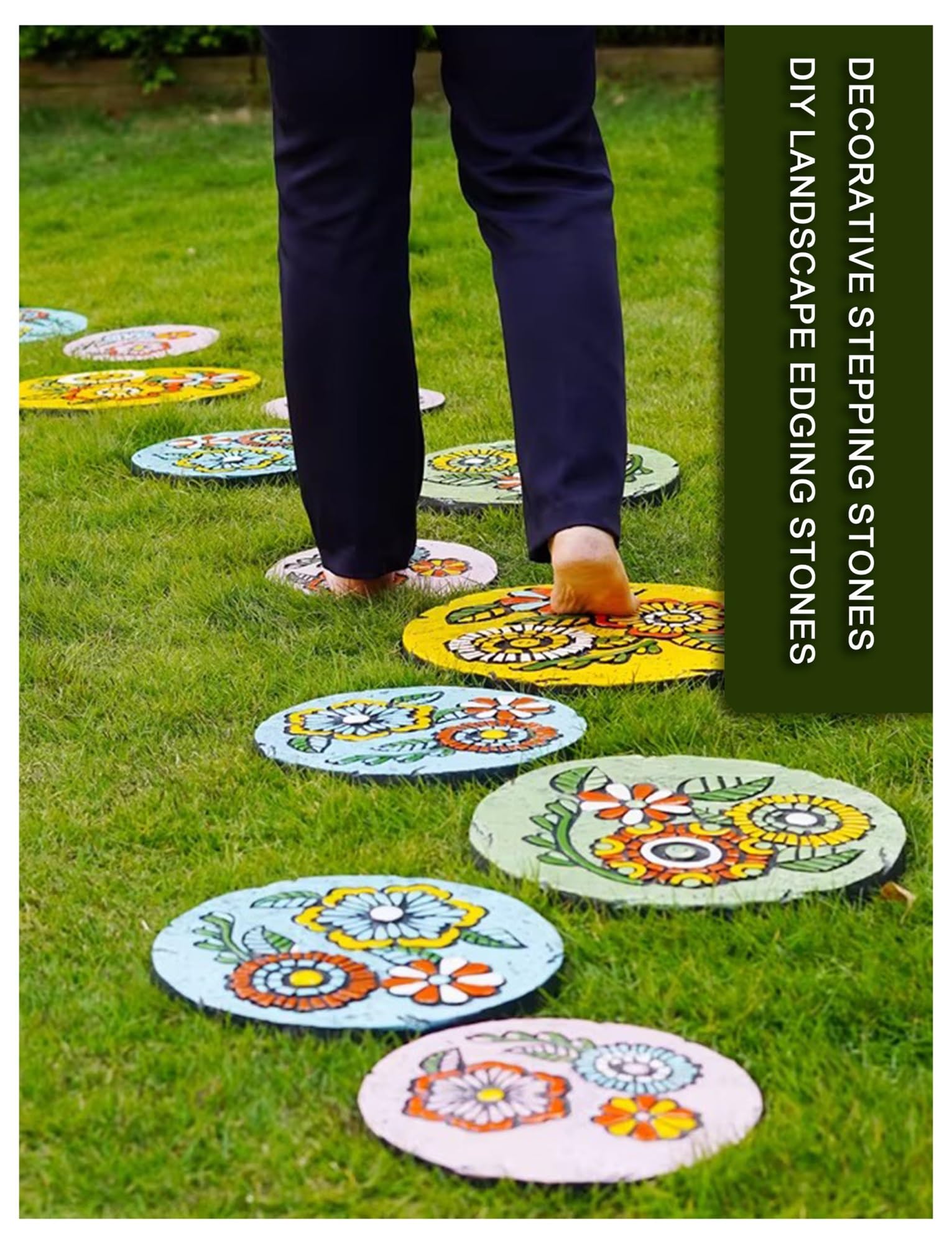 Dalles de Jardin Décoratives à Installation Rapide Pas Japonais Robustes pour Allée Extérieure Revêtement de Sol de Jardin Résistant au Gel(Gray-29 cm)