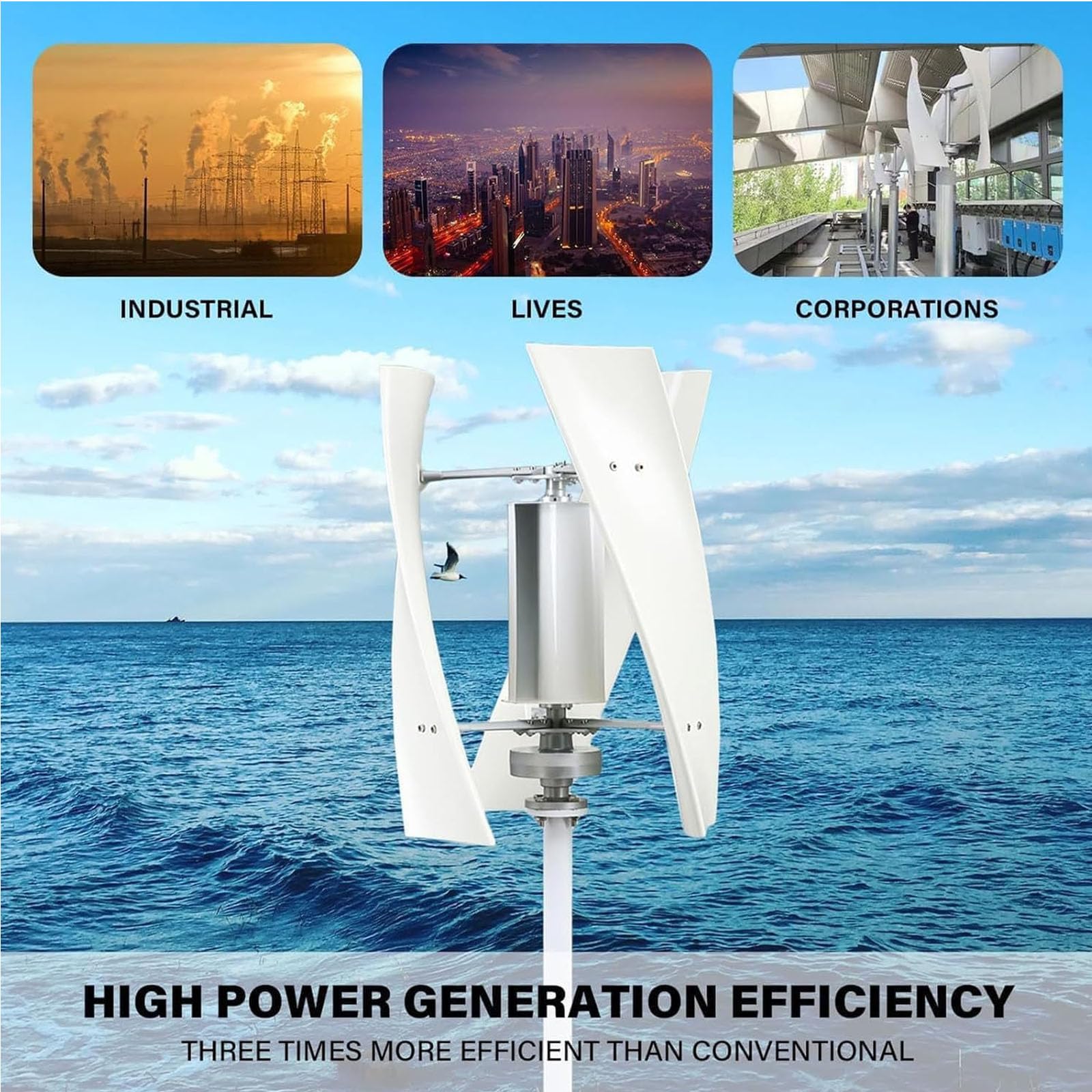 Kit Generador De Turbinas Eólicas De Jardín De 14000 W, Equipo Productor De Electricidad De 12 V-220 V, Con 3 Aspas Y Controlador, Para Uso Marino, En Vehículos Recreativos, Doméstico E 48v