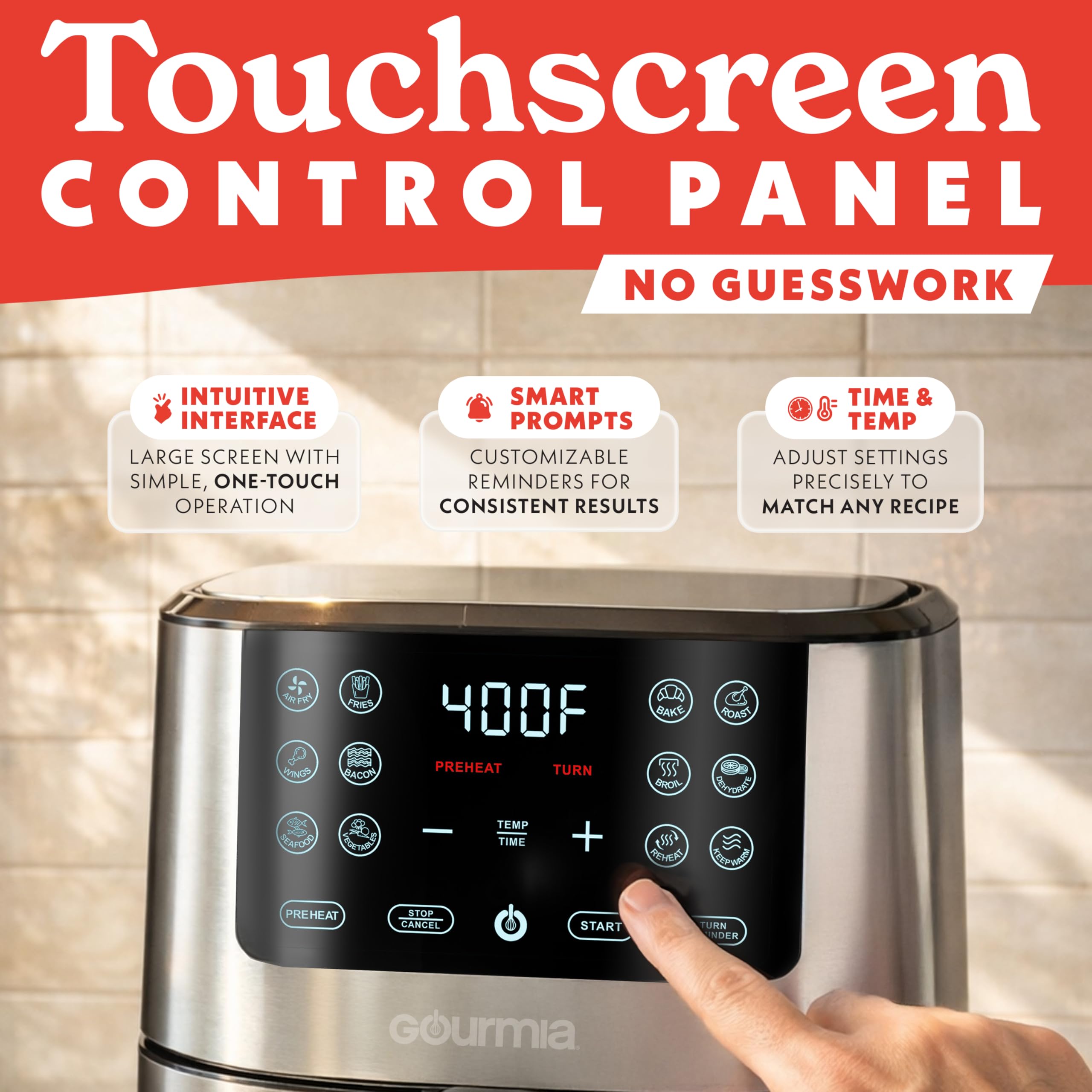 Gourmia Fritadeira digital de 4 litros com cozimento guiado, fácil
