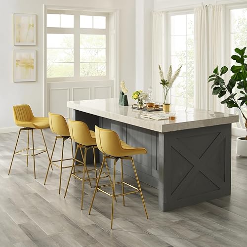 Miniatura 6 de Zouron Juego de 2 taburetes de bar giratorios para cocina, sillas de bar de 29 pulgadas de altura de mostrador con respaldo alto, taburetes de isla