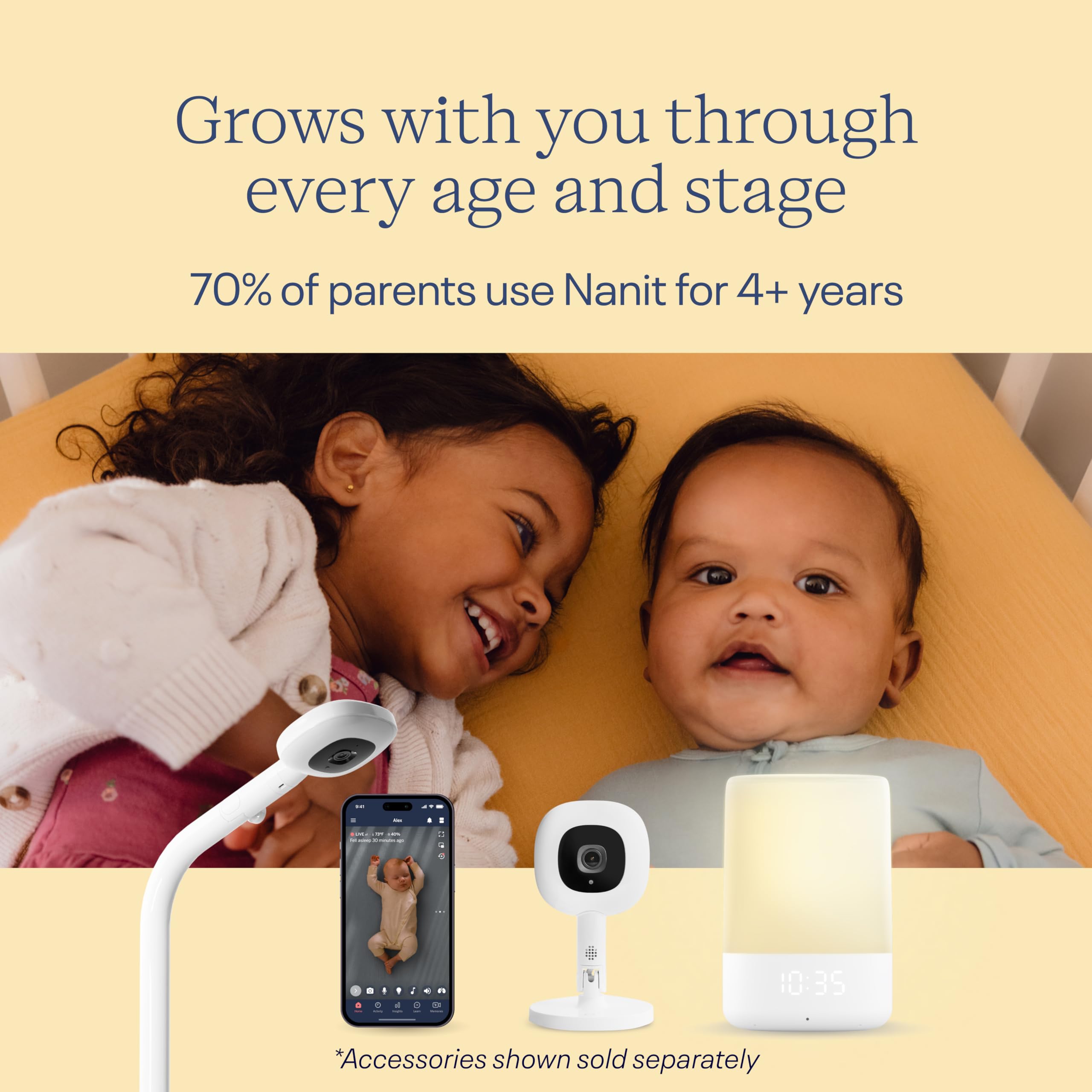 Nanit Pro Babyphone mit Kamera, Flex-Ständer & Atemband - Baby Kamera mit 1080p Video & Audio, Bewegungs-Alarm, WLAN, iOS/Android - Weiß