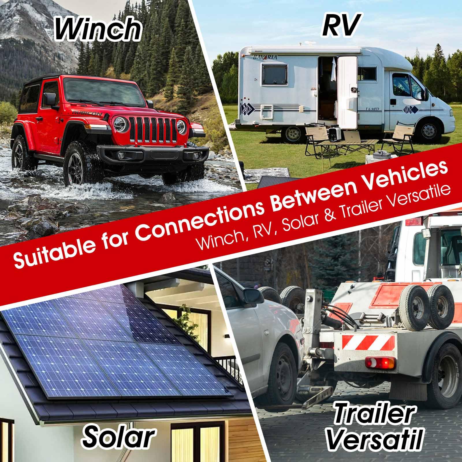 Seilwinde Quick Connect Stromkabel 4 AWG – 6,2 m robuste Verlängerung mit Batterie-Schnellanschluss und silberfarbenem Terminal – UL1015 verzinnter Kupferdraht für Wohnmobil, Off-Road, Anhänger