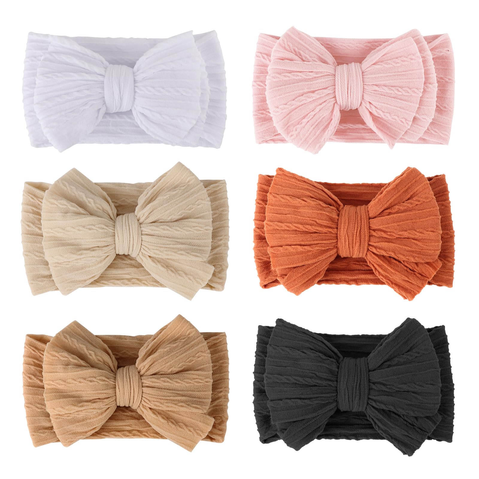 DRESHOW 6 Pack Baby Headbands for Girls Newborn Baby Nylon Headbands with Bows Hair Accessories