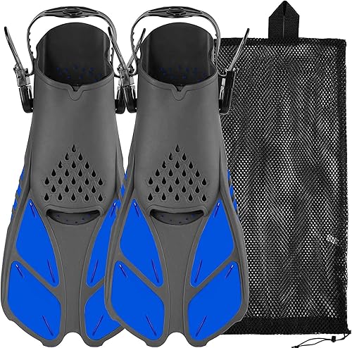 Miniatura 8 de Sugaroom Aletas de natación con talón abierto, aletas de snorkel ajustables con bolsa de malla, equipo de esnórquel, aletas para buceo, tamaño de