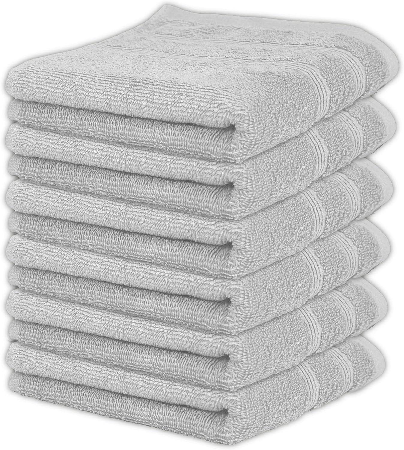 Kaufman - Premium Hand Towels Set for Bathroom, Spa, Gym, and Face Towel 100% Cotton Ring Spun, Ultra Soft Feel and Highly Absorbent Towels (12, Light Gray)