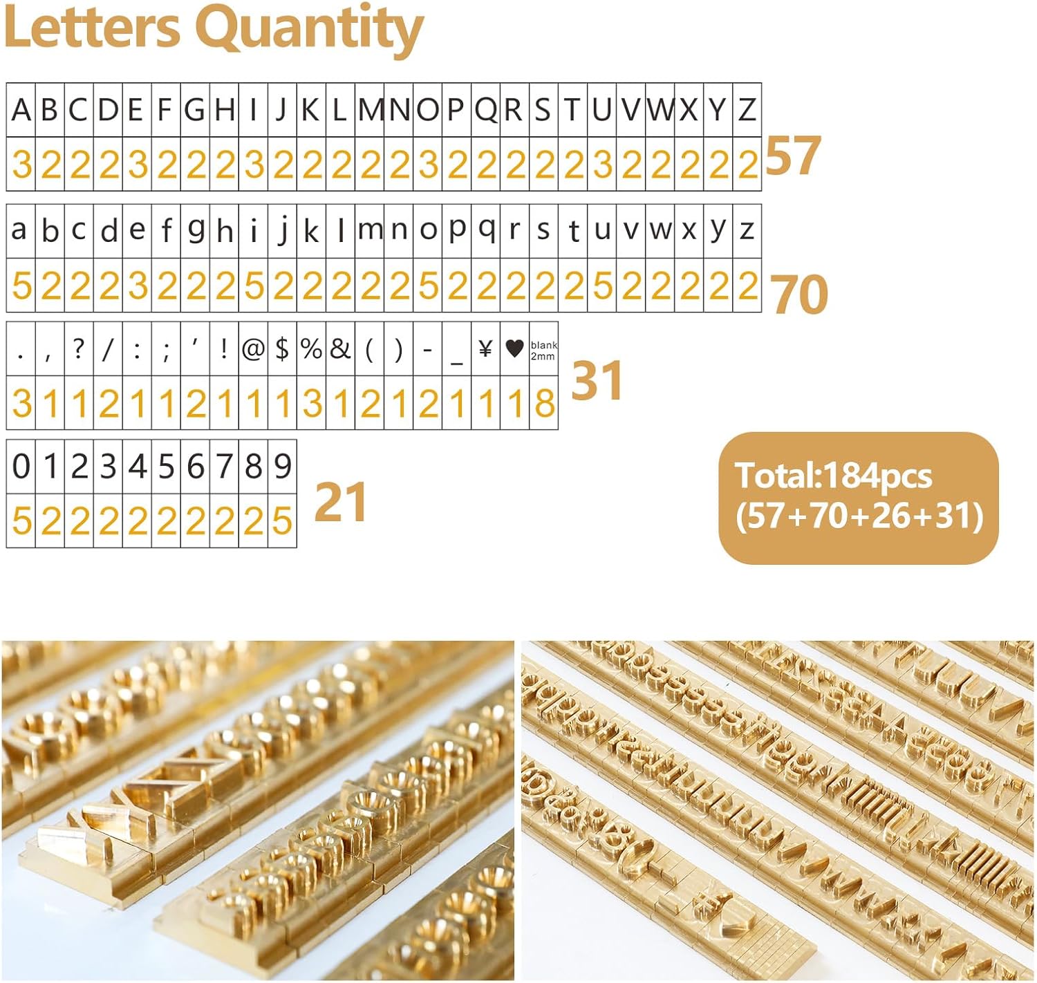 ZONEPACK 10mm Hot Stamping Machine Brass Letter Lettering Kit for Crafts, Wood Alphabet Stamps, Foil Embossing, 184 PCS Microsoft Elegant Black