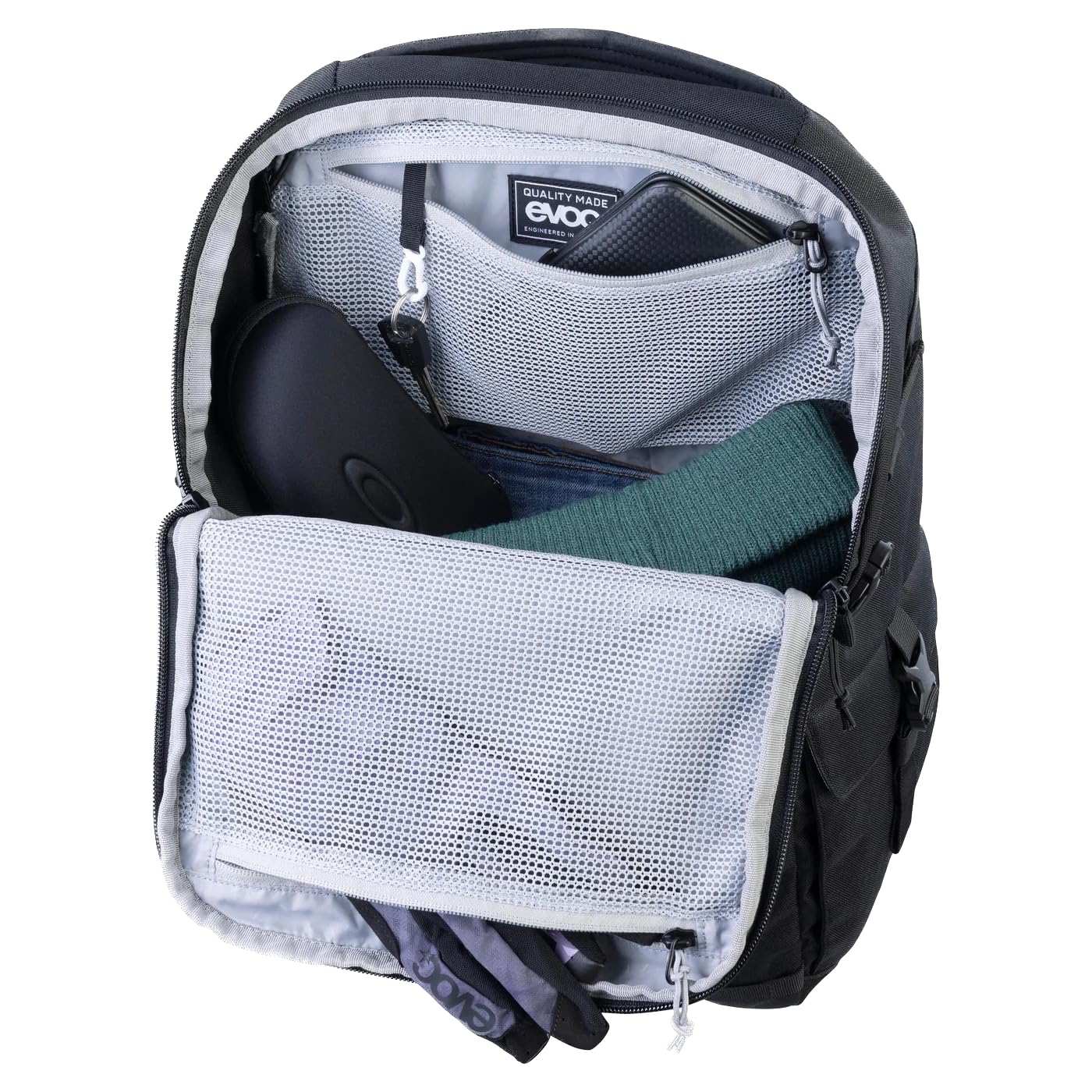 EVOC TRAVEL BACKPACK 22 Sac à dos de voyage (compartiment pour ordinateur portable avec accès latéral, bretelles ergonomiques, compartiments de rangement, poches latérales)