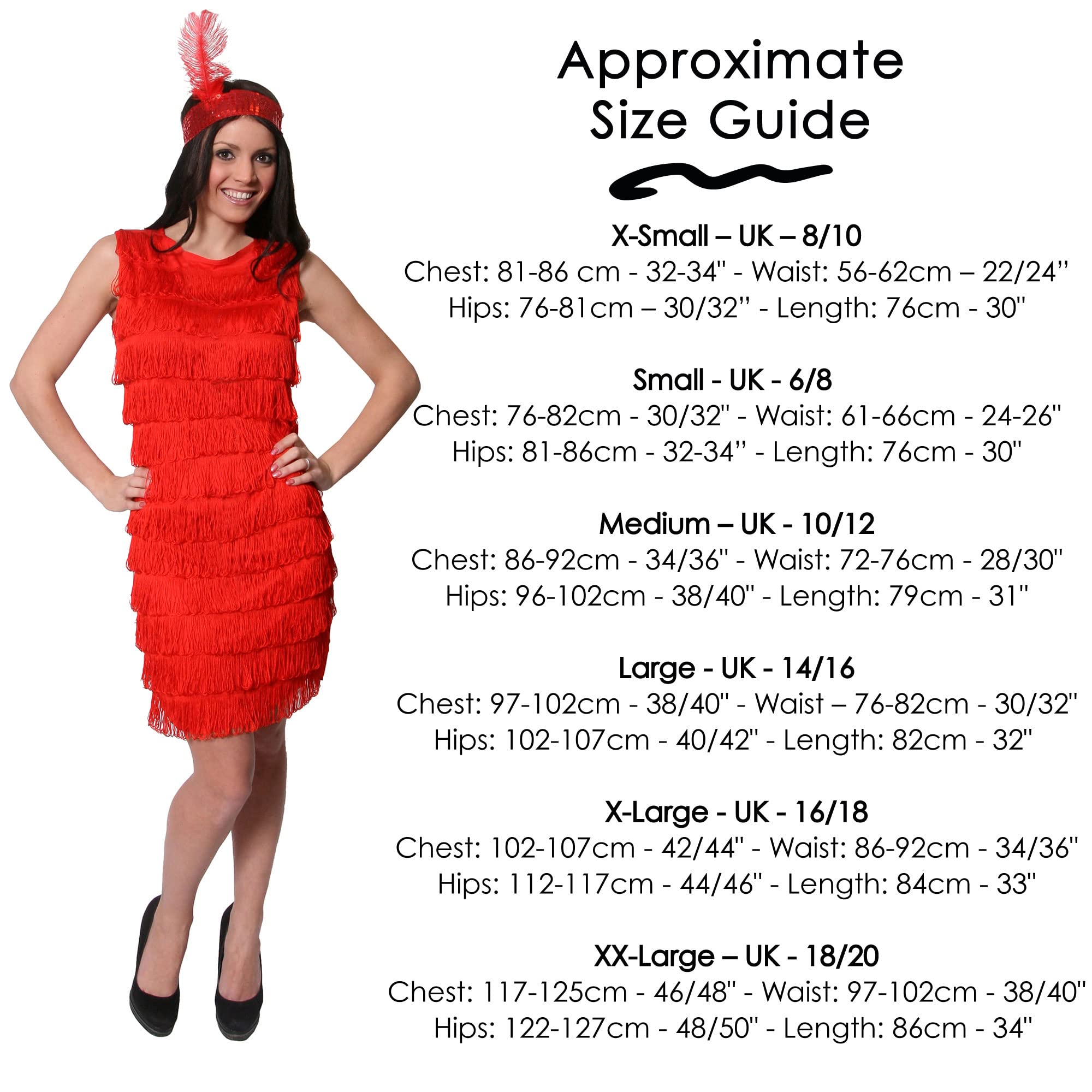 Ilovefancydress® Damen Flapper Kostüm komplett mit Zubehör (Deluxe Rot – klein)