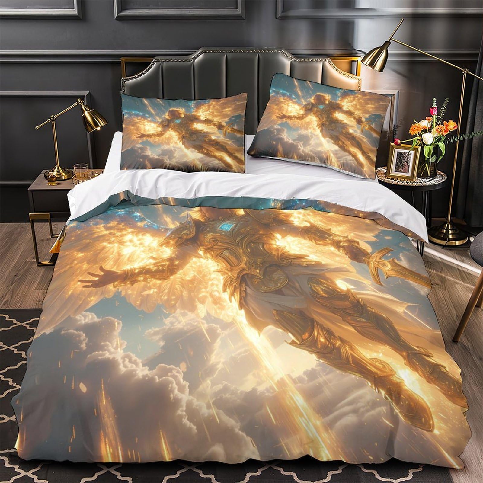 Housse de couette guerrier angélique 3D drap lit enfant 135x200