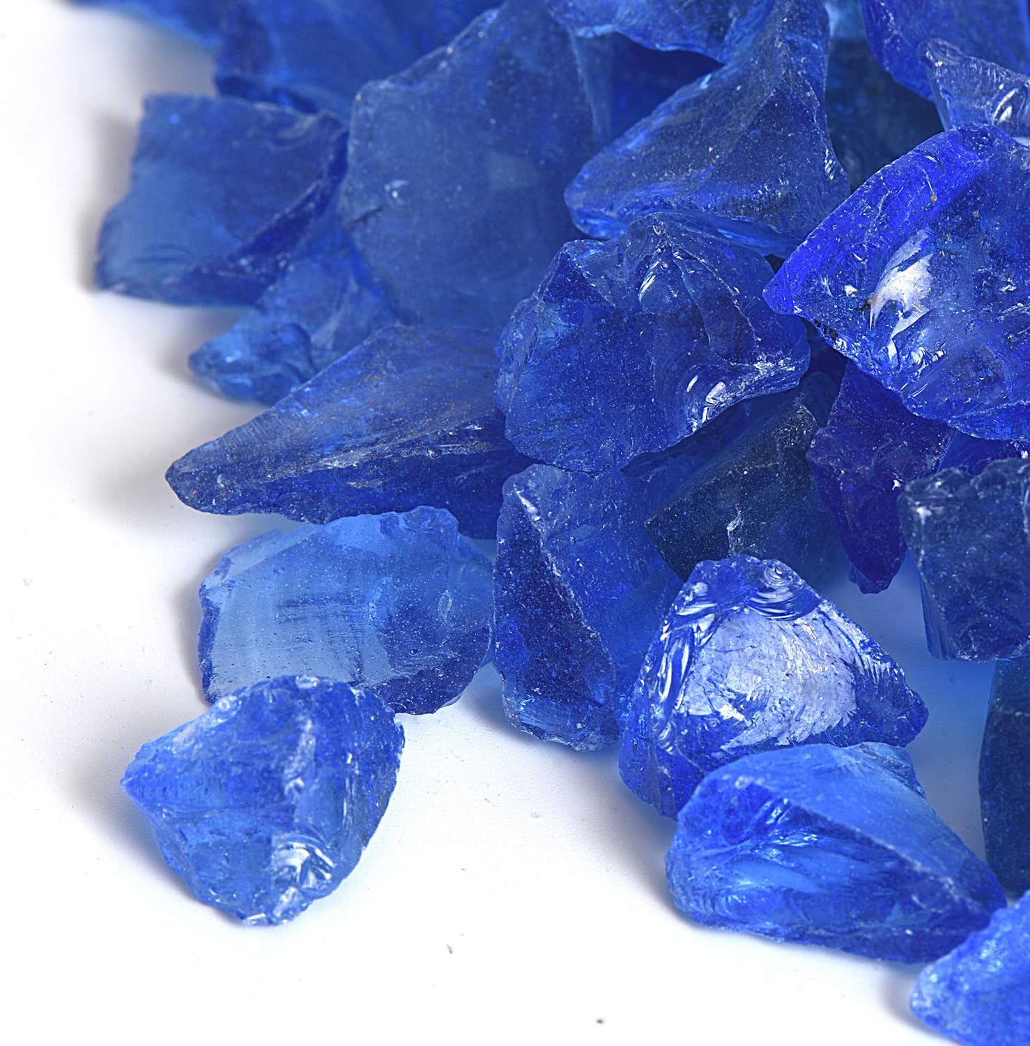 High Luster Reflective Fire Glass Gravel,Fire Gems,Fire Drops,Fire Glass Pebbles Stones Beads Chips for Fire Pit Fish Tank Aquarium Garden,1-2cm,540g/1.19lb (Light Blue) - Image 4