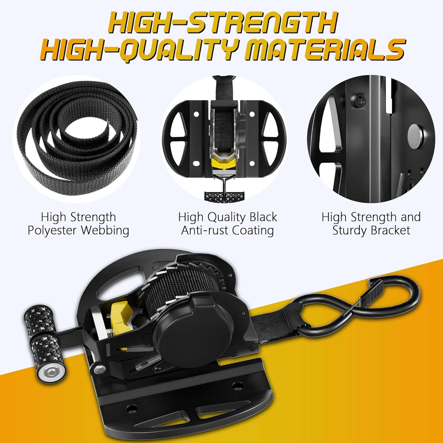 2PCS Retractable Ratchet Straps,Compatible with 2015-2025 Ford F150 Auto Retract Securing Strap,Integral Retractable Tie Down Straps for F250/F350/F450/F550,Retractable Truck Bed Ratchet Straps - Image 8