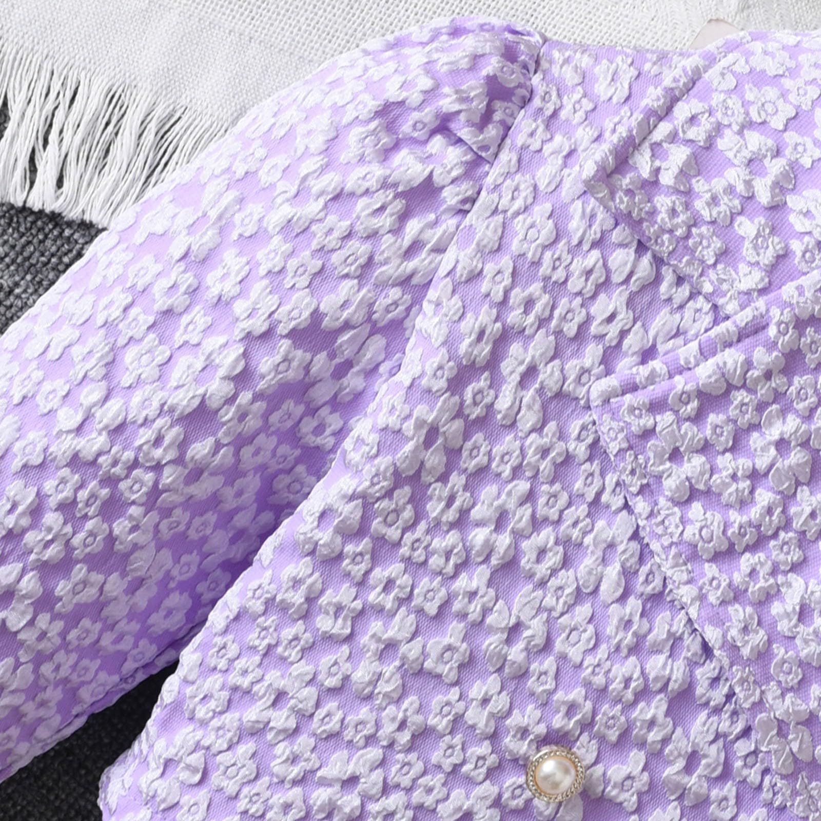 Generico Vestito Ragazza 2 Pezzi Cardigan a Manica Lunga e Gonna in Tulle con Fiocco Abito da Principessa Battesimo Elegante Cerimonia Compleanno