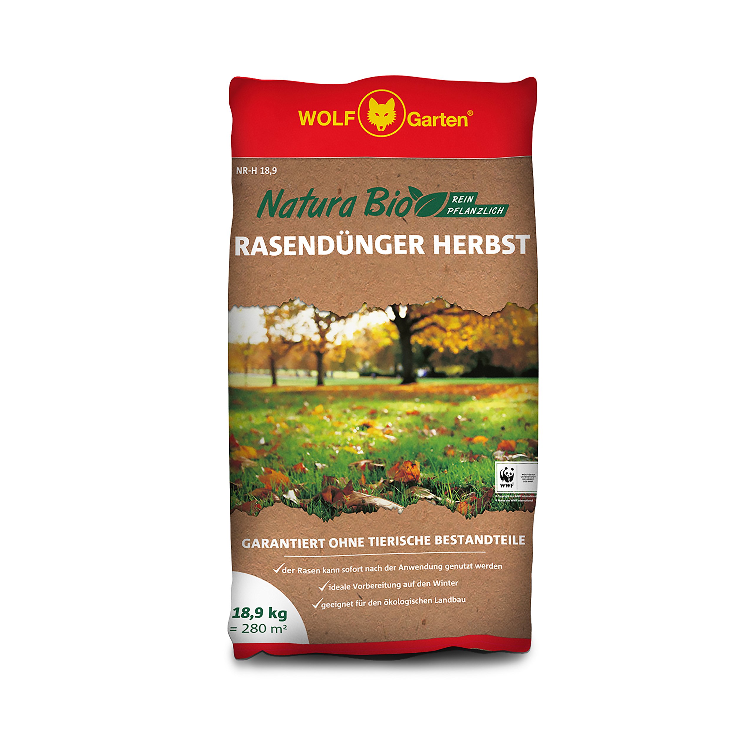 WOLF-Garten - Natura Bio Herbst Rasendünger für 280 m² NR-H 18,9