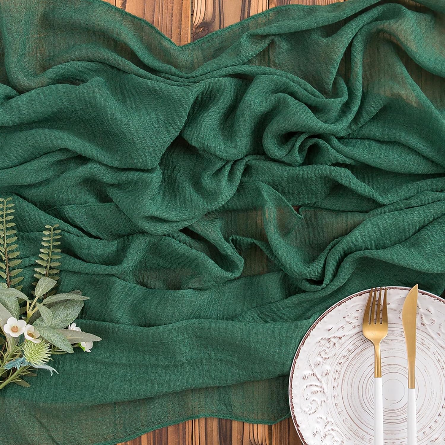 AOKSUNOVA Tischläufer Hochzeit 3m x 80cm Seihtuch Tischläufer Käsetuch Gaze Tischläufer Boho Musselin Dekostoff