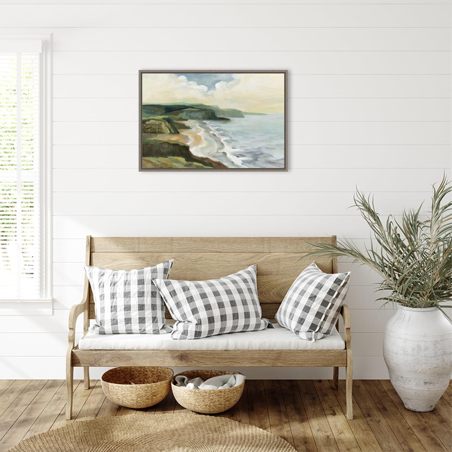 Amanti Art Framed Canvas Wall Art 23x33 Irish Coast by Silvia Vassileva, Framed Wall Art Canvas, Landscapes Artwork, Country Rustic Decor, Large Poster Painting for Living Room, Bedroom, Bathroom,