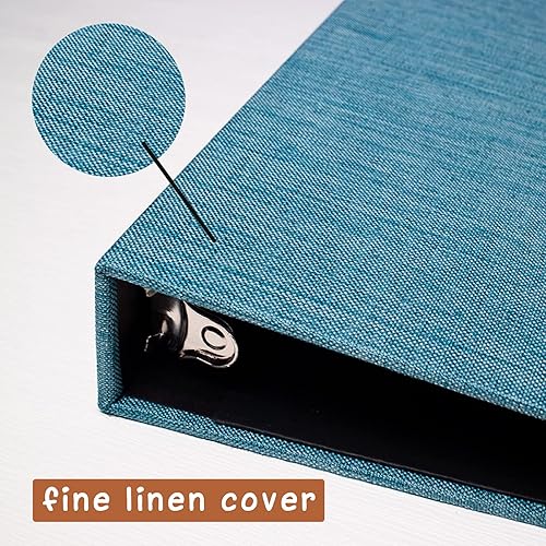 Miniatura 4 de Cherrich Carpeta de 3 anillos de 1 pulgada para papel de 8.5 x 11 pulgadas, carpeta planificador con tapa dura de lino y 2 bolsillos interiores de