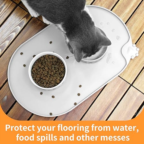 Miniatura 145 de KPWACD Tapete de alimentación de mascotas para perros y gatos, mantel individual de silicona para perros, antideslizante, impermeable, evita