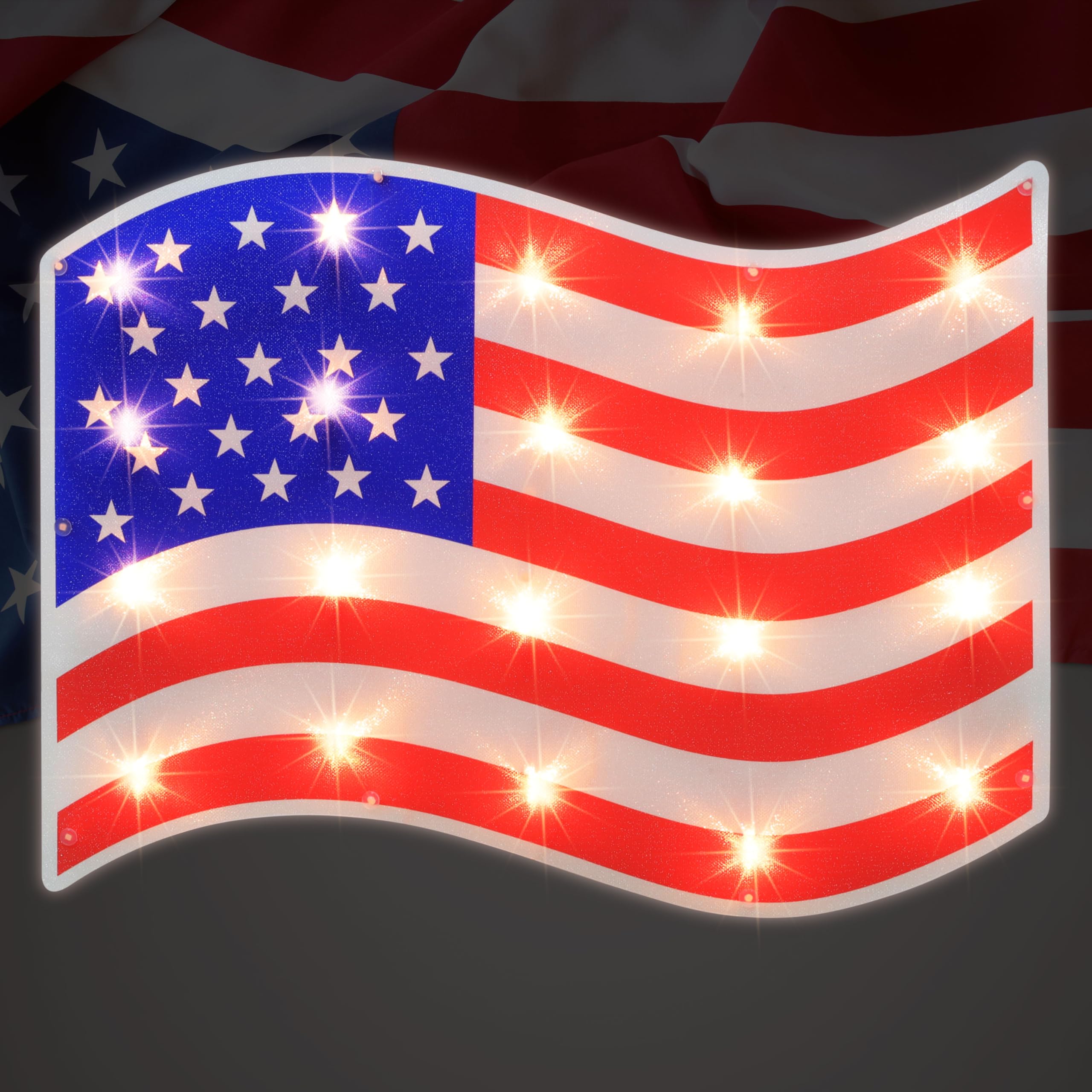 Snapklik.com : LAMPHOME 17.3 Lighted Holographic American Flag Window ...