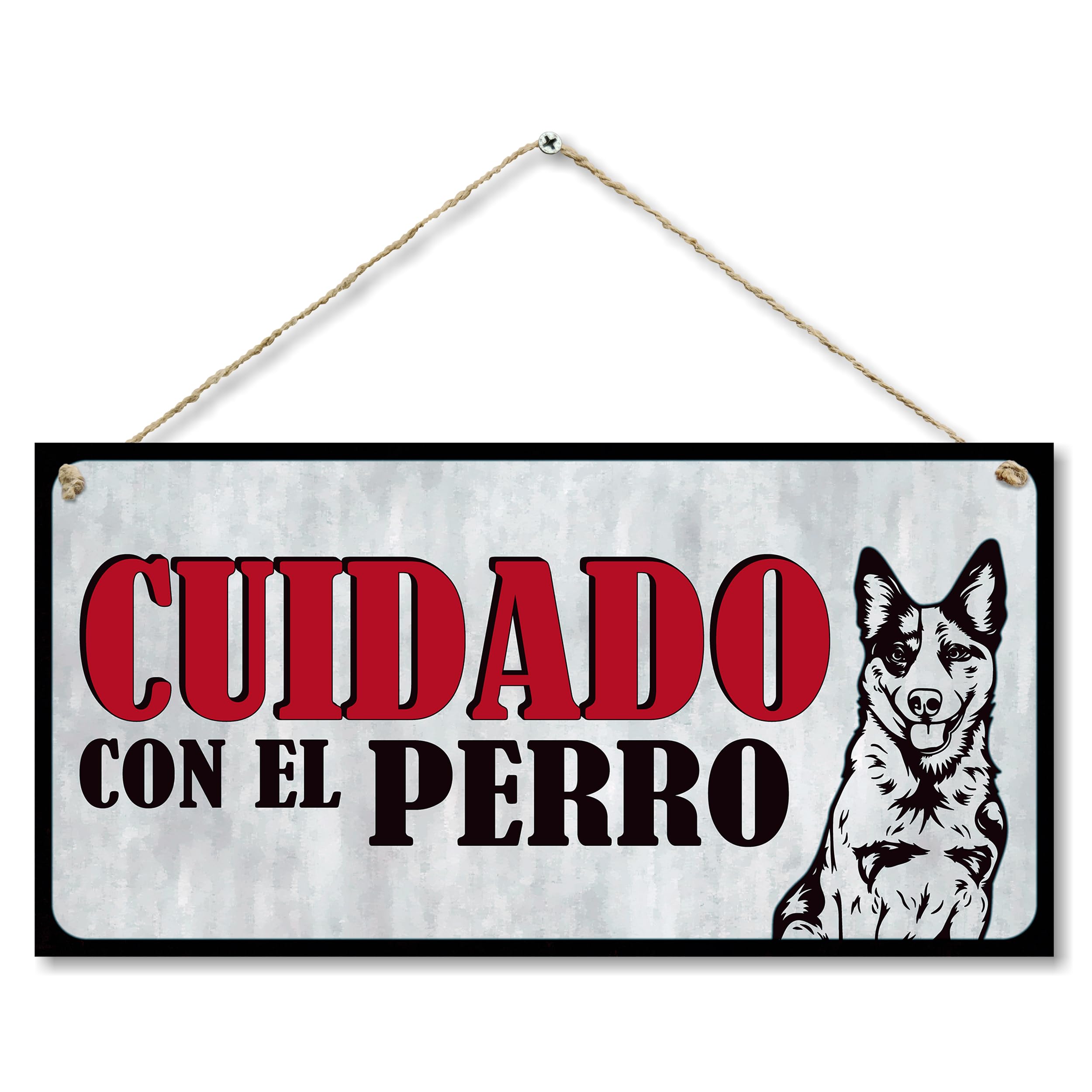 CARISPIBET ¡Cuidado con el perro! Señales de advertencia exteriores de la casa, señal de puerta de jardín, señal de puerta 15 x 30 cm