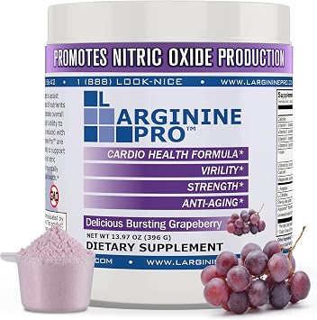 5,500mg L Arginine + 1,100mg Citrulline | Nitric Oxide Booster |Supports Pre Workout Energy, Blood Flow & Circulation, Grape 30 Servings
