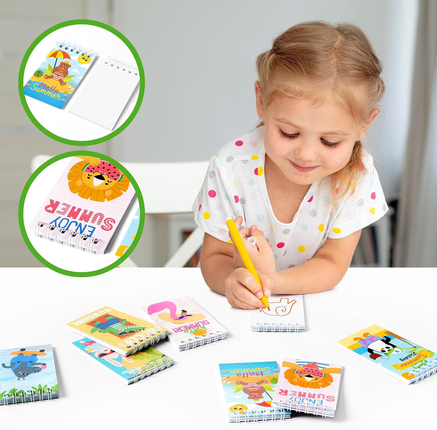24Packs Hello Summer Mini Notepads Cute Cartoon Animal Spiral Notebooks Pocket Journal Memo Pads for Hawaii Beach Themed Birthday Gifts Goodie Bag Stuffers Office School Classroom Rewards image 4