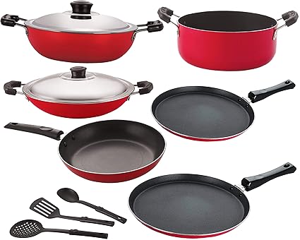 Nirlon Classic Range Non Stick Aluminium Gas Compatible Cookware Utensils Combo Set Offer [26_FT13_DKDM_CH_FT11_Cass20_TP24_3SPN]