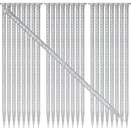 14" Inch Long 1/2" Inch Diameter Threaded Rebar Drive Spikes
