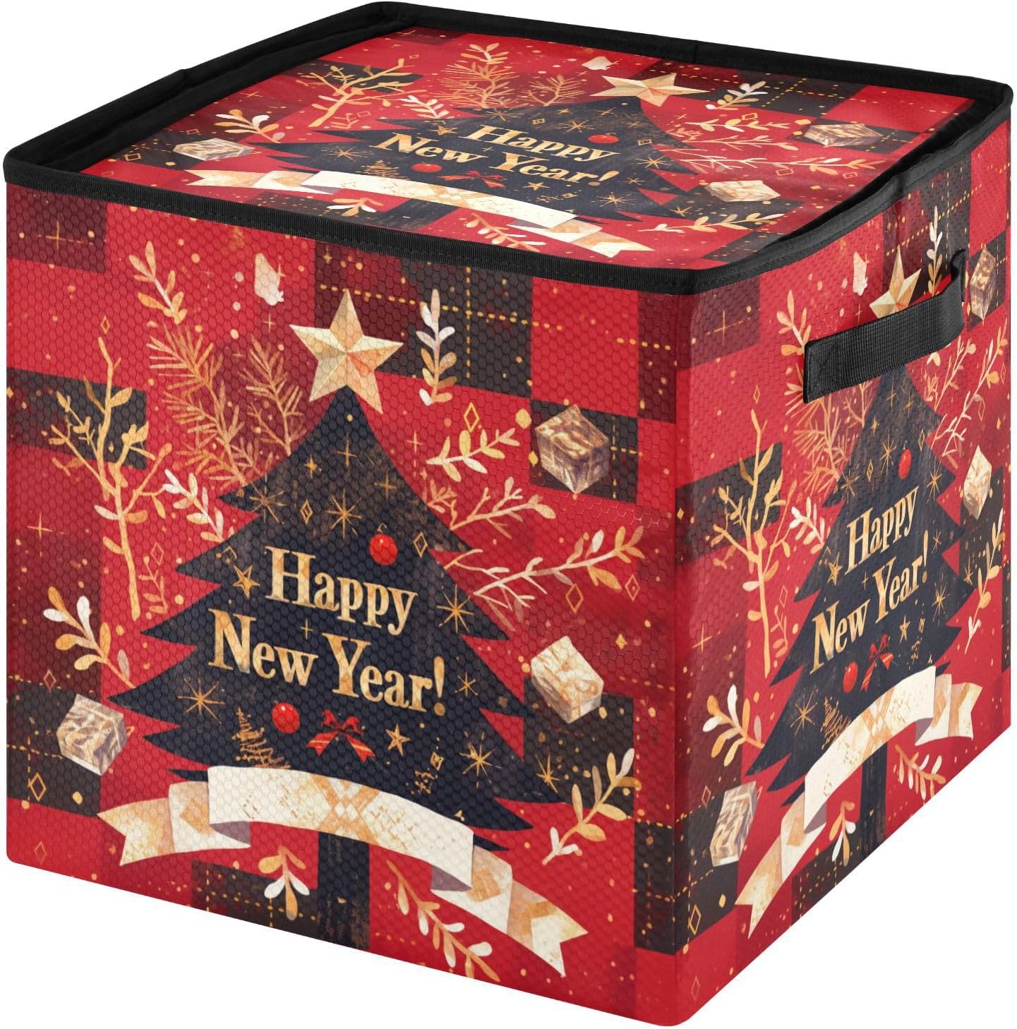 High Capacity Christmas ornament organizer storage Holds Up to 64, Adjustable Dividers, Zippered Top, Two Handles foldable Holiday Storage Case with Lid,Christmas Red Plaid