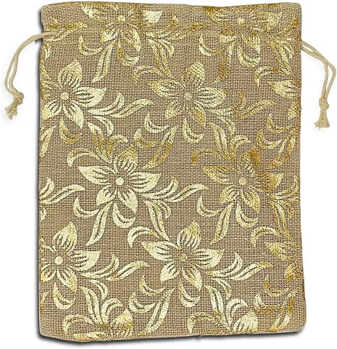 Miniatura 7 de Juego de 10 bolsas de organza de yute Potli de tamaño grande de 9 pulgadas, bolsas de regalo de chocolate, bolsas de regalo de Año Nuevo, bolsas de