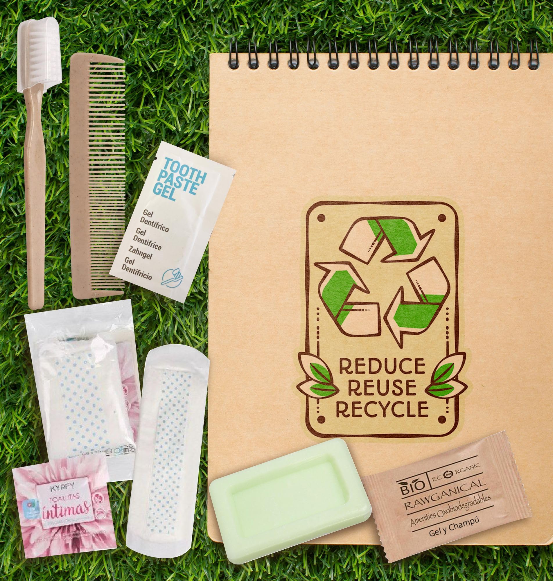 Confezione da 24 kit di igiene personale per donna in beauty case usa e getta - ideale per viaggi, palestra e uso quotidiano