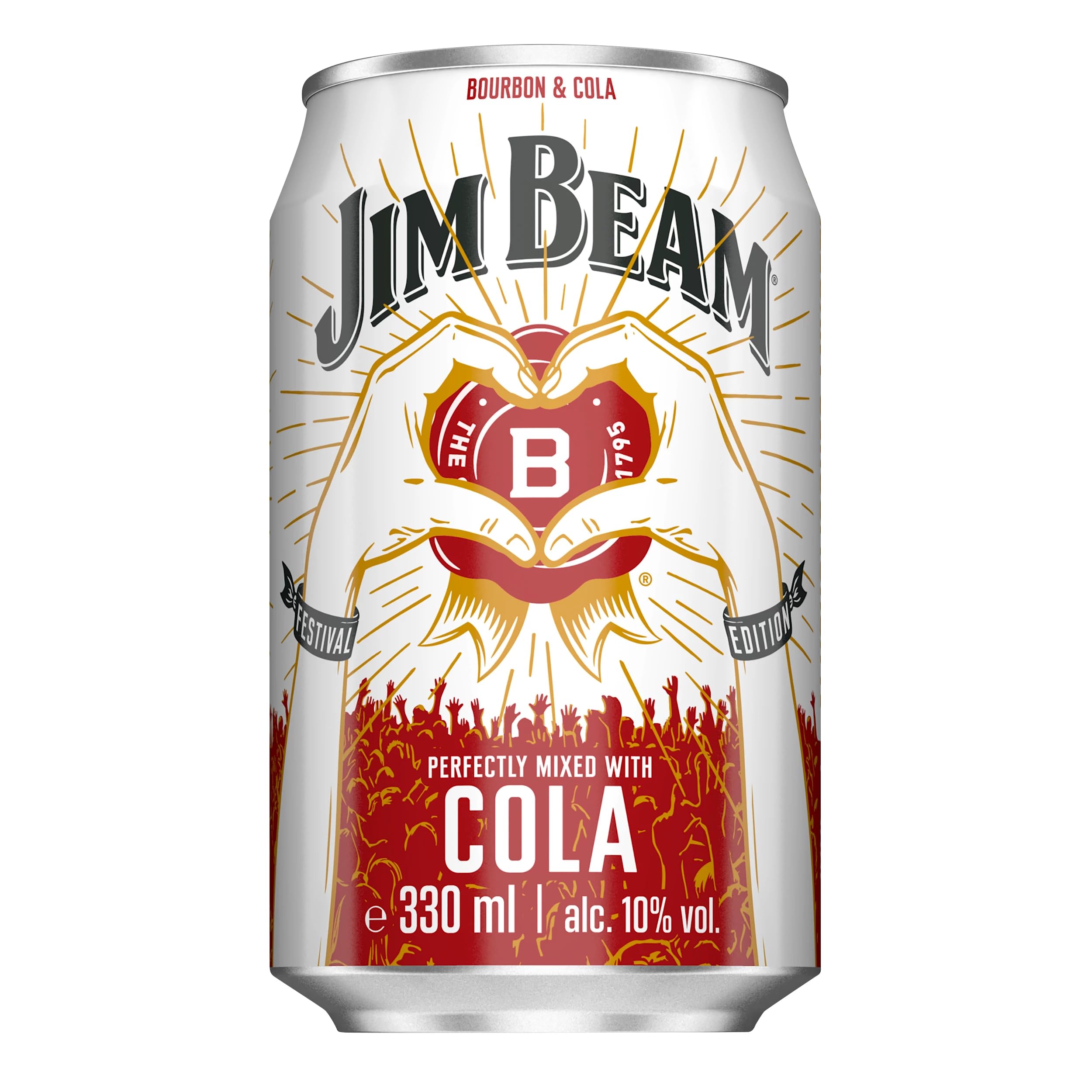 Jim Beam Bourbon & Cola | Alkoholisches Mixgetränk | 10% Vol | 24 x 0,33l