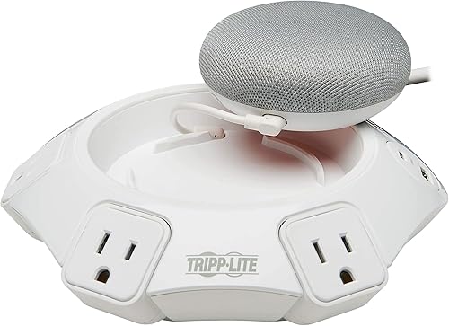 Miniatura 4 de Tripp Lite Protector contra sobretensiones de conferencia, 4 tomacorrientes NEMA 5-15R, USB-C y 3 puertos USB-A, cable de 8 pies (TLP48USBCUFO)