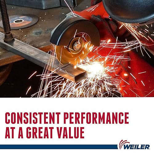 Miniatura 4 de Weiler 56095 Rueda de corte de 4 12 pulgadas, paquete de 5, rueda de corte de uso general, todos los metales, 4-12 pulgadas x .045 pulgadas x 78