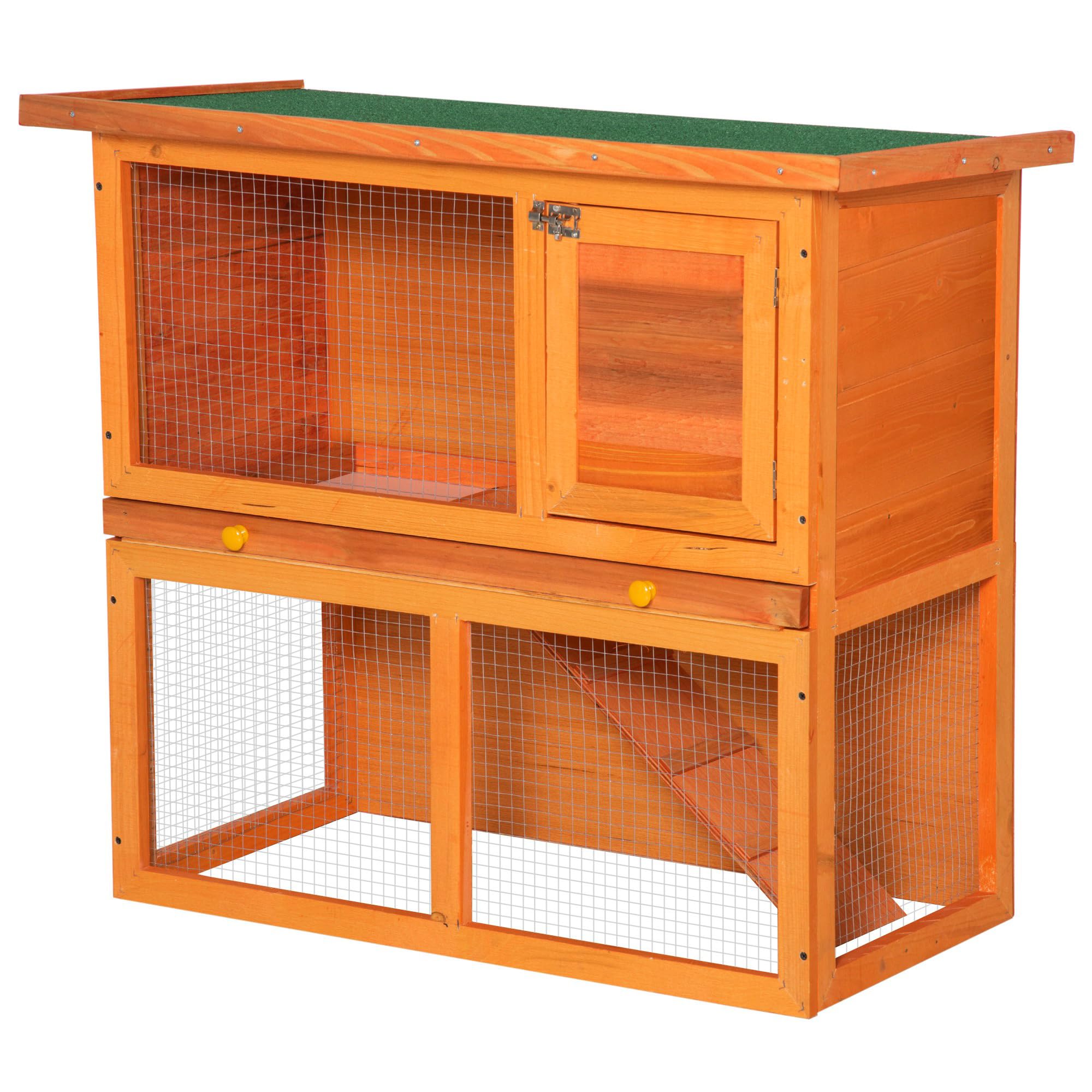 PawHut Conejera Madera Jaula para Conejos 90x45x80cm