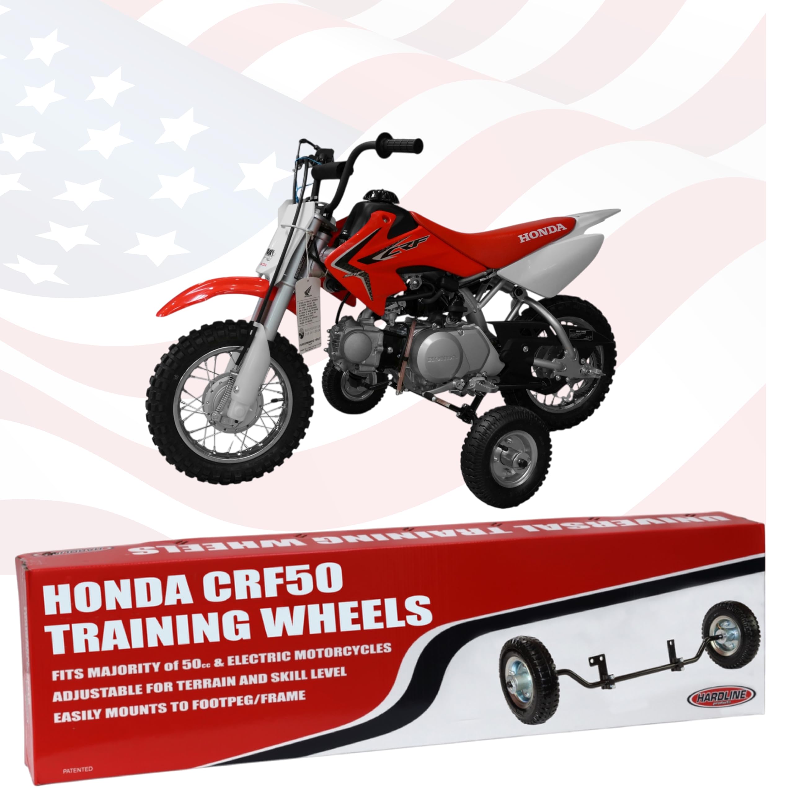 Hardline Products Wheels for Tots training wheels for a Honda CRF50F