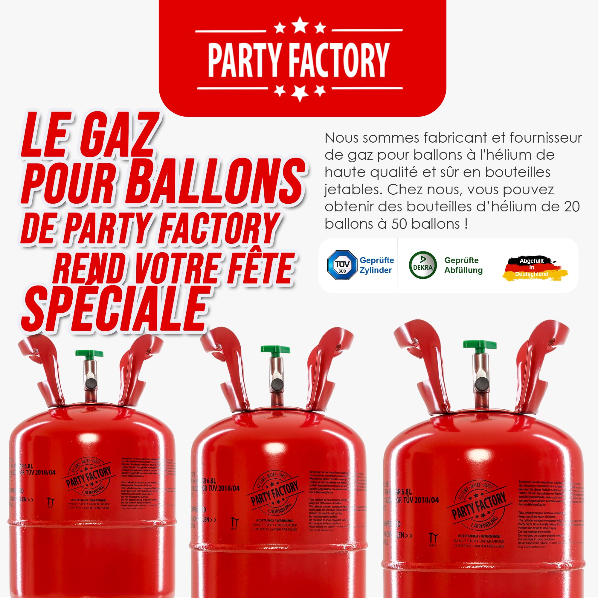 Party Factory Ballongas Helium für ca. 50 Luftballons
